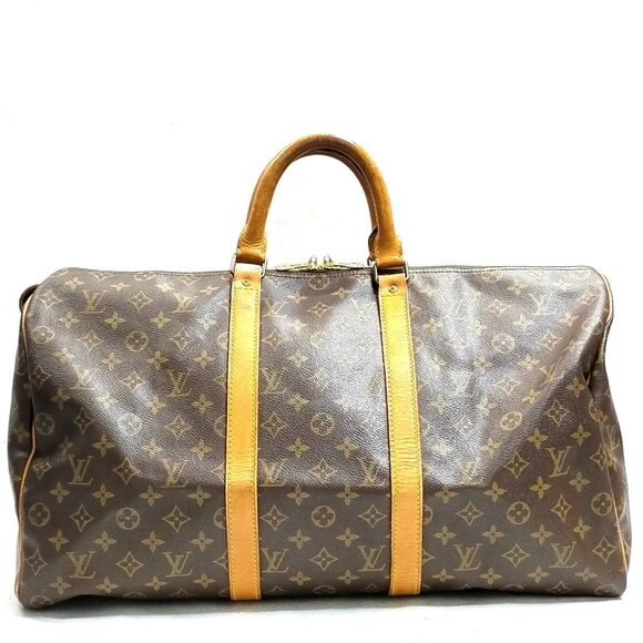 (S6) Authentic Vintage Louis Vuitton Boston Bag Keepall 50 Brown Monogram 365592 - Picture 1 of 9